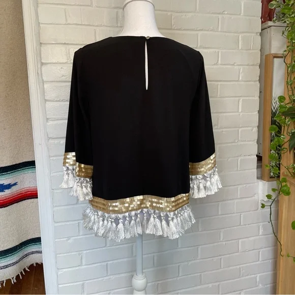 Mestiza New York Shimmy Shimmy Tassel Top Women’s Size Small Sequins Luxury